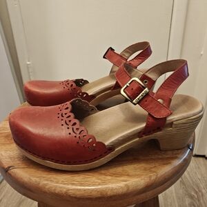 Dansko Women's Red Leather Sandals